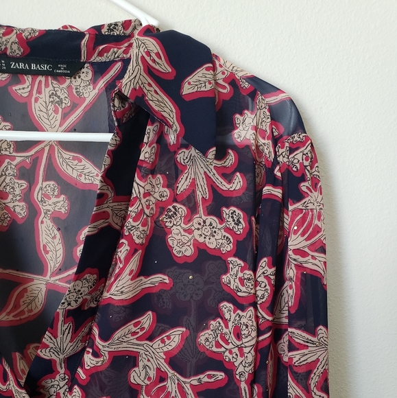 ZARA FLORAL COLLAR BLOUSE - Picture 3 of 7